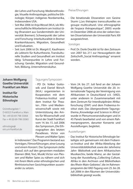 DGV-Tagung 2007 - Deutsche Gesellschaft fÃ¼r VÃ¶lkerkunde