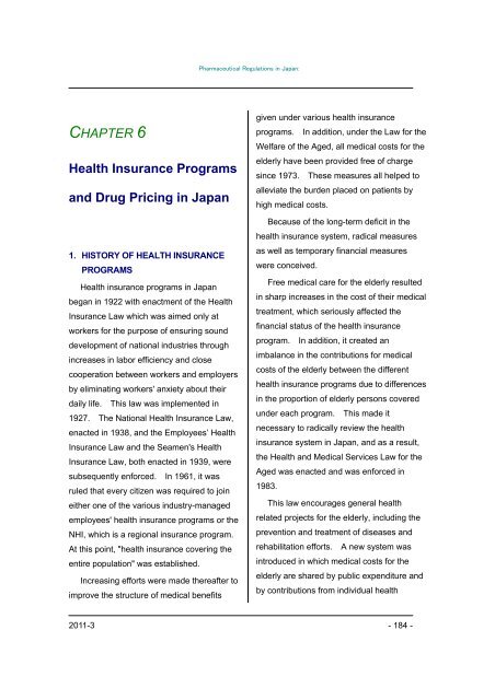 Pharmaceutical Administration and Regulations in Japan - Nihs