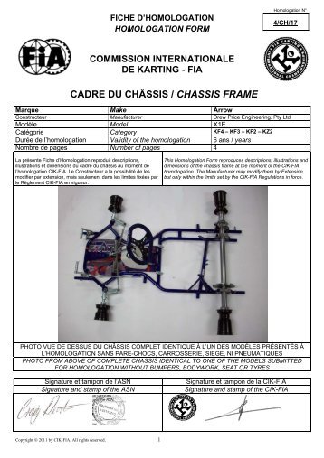 CADRE DU CHÃSSIS / CHASSIS FRAME - Arrow Karts