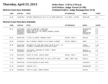 Thursday, April 25, 2013 Order Hour - Linn County Bar Association