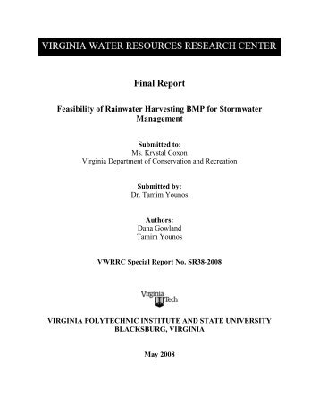 Feasibility of Rainwater Harvesting BMP for Stormwater Management