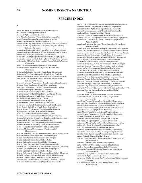 Species Index; pp. 392 - 487 - Nearctica