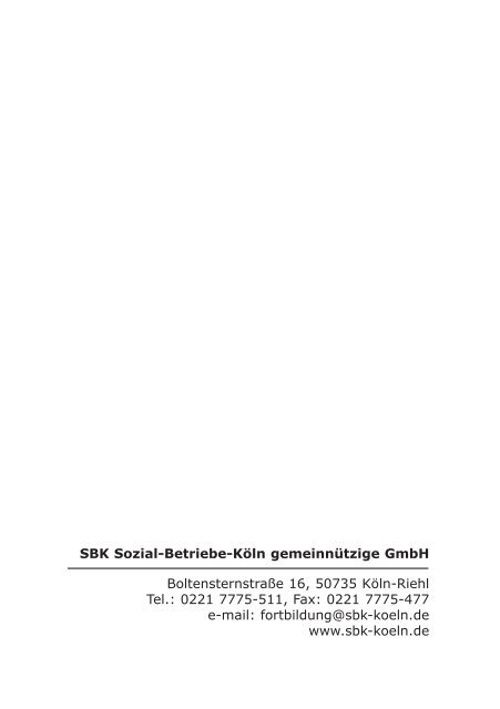 SBK Fortbildung und Beratung 2012 - Sozial-Betriebe-Köln