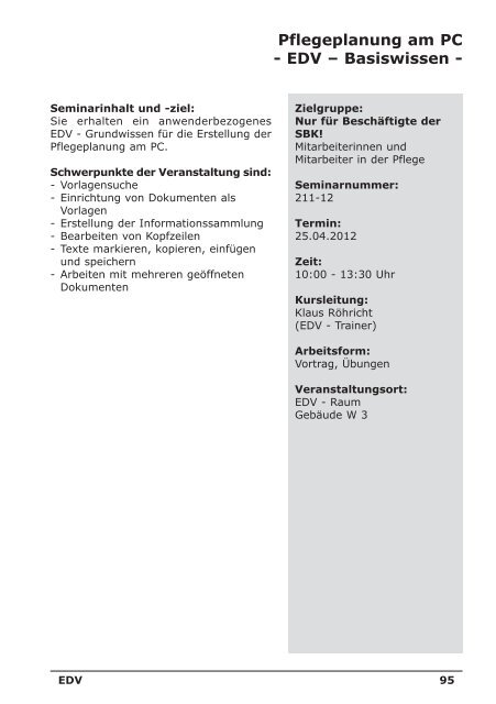 SBK Fortbildung und Beratung 2012 - Sozial-Betriebe-Köln
