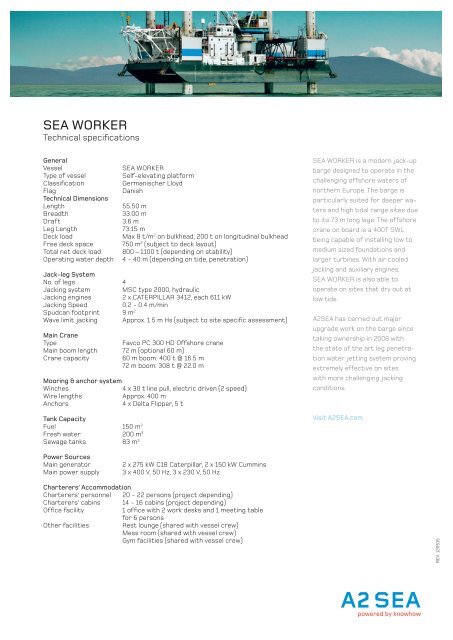 Download technical specifications for SEA WORKER - A2Sea