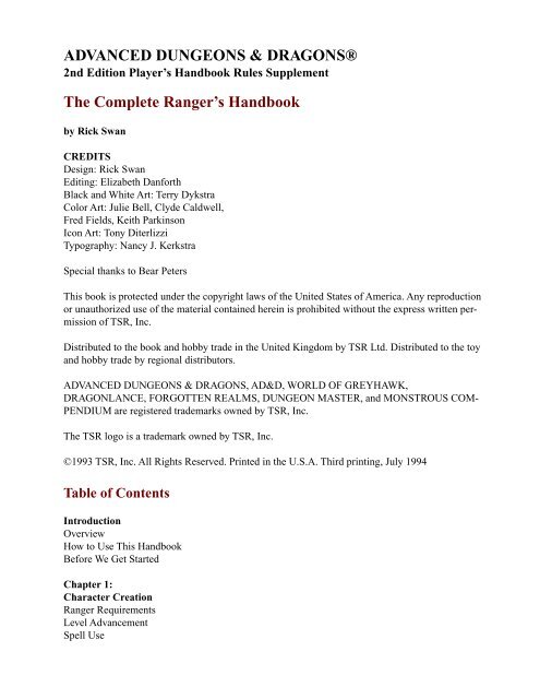 Ranger's Handbook - The Forgotten Realms