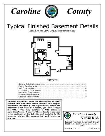 Typical Finished Basement Details - Caroline County!