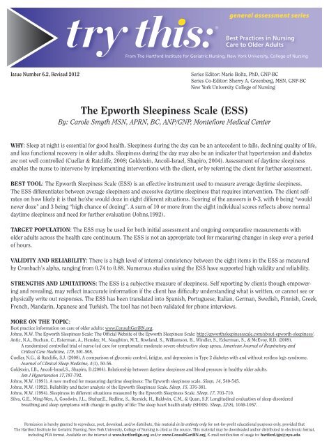 The Epworth Sleepiness Scale (ESS)
