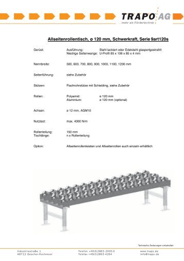 Allseitenrollentisch, ø 120 mm, Schwerkraft, Serie 9art120s