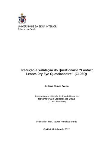 âContact Lenses Dry Eye Questionnaireâ (CLDEQ) - Ubi Thesis