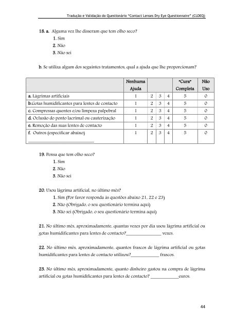 âContact Lenses Dry Eye Questionnaireâ (CLDEQ) - Ubi Thesis