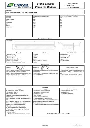 Ficha TÃ©cnica Pisos de Madeira - Cikel