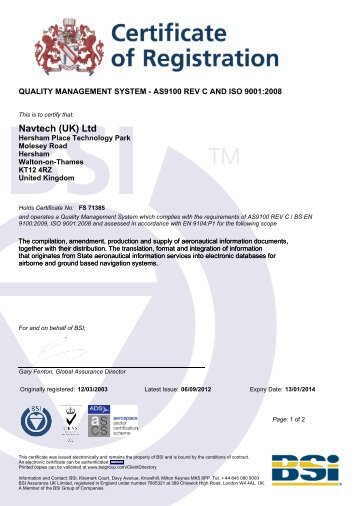 BSI Certificate - Navtech