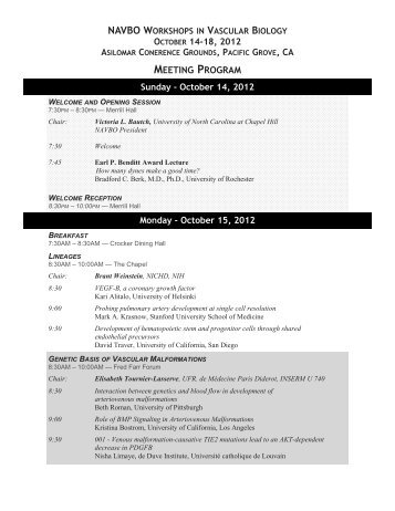 meeting program - North American Vascular Biology Organization
