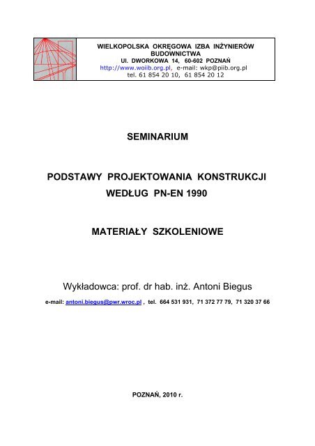 podstawy projektowania konstrukcji wedÅug pn-en 1990. - WOIIB