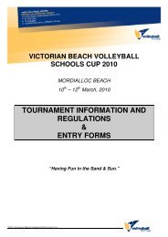 tournament information and regulations & entry ... - Volleyball Victoria