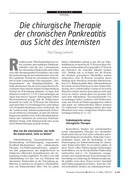 Die chirurgische Therapie der chronischen Pankreatitis aus Sicht ...