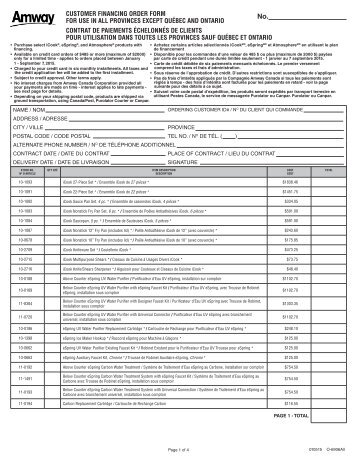 Health Installment Payment Contract O6906All - All Provinces - Amway