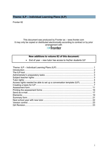 Theme: ILP â Individual Learning Plans (ILP)