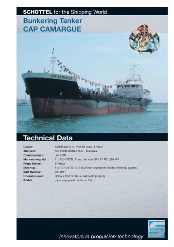 Bunkering Tanker CAP CAMARGUE Technical Data - Schottel GmbH