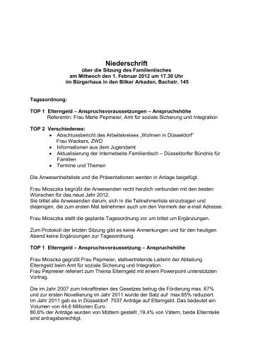 Niederschrift - Familientisch DÃ¼sseldorf, Lokale BÃ¼ndnisse fÃ¼r ...