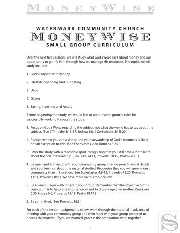 Moneywise Curriculum - Watermark Community Church