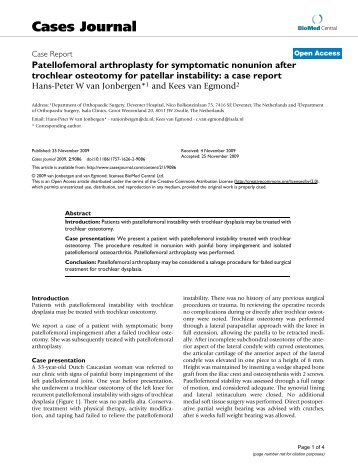 Patellofemoral arthroplasty for symptomatic nonunion after trochlear ...