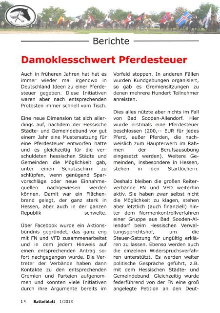 Sattelblatt 2/2012 - Reit- und Fahrverein Alfter eV