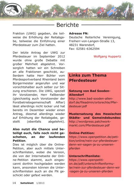 Sattelblatt 2/2012 - Reit- und Fahrverein Alfter eV