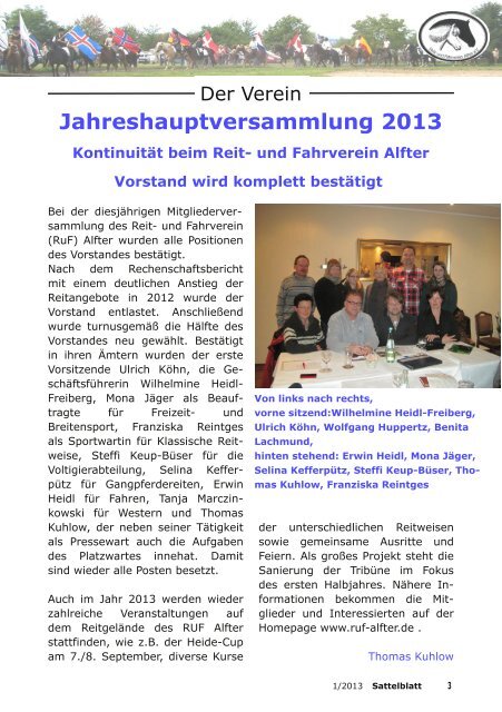 Sattelblatt 2/2012 - Reit- und Fahrverein Alfter eV