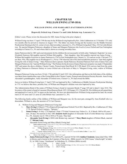 chapter xii william ewing (1749-1814) - Ewing Family Association