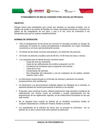 OTORGAMIENTO DE BECAS CONVENIO PARA ESCUELAS ...