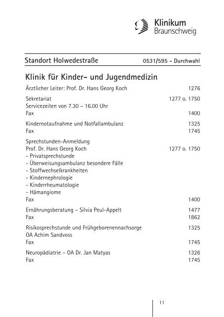 Ambulanz-Information - Städtisches Klinikum Braunschweig