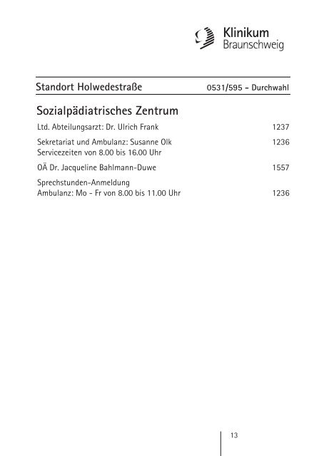 Ambulanz-Information - Städtisches Klinikum Braunschweig