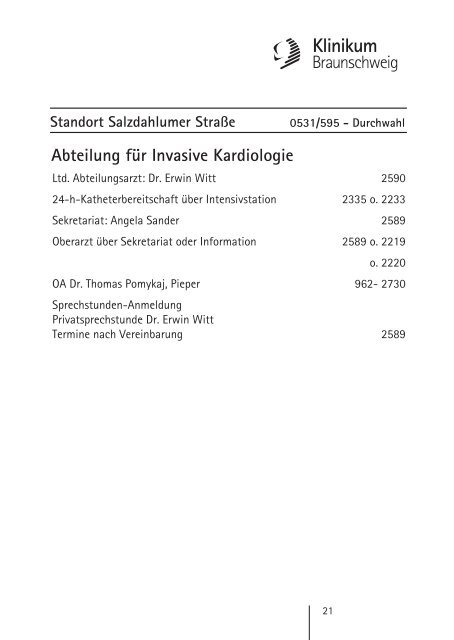 Ambulanz-Information - Städtisches Klinikum Braunschweig