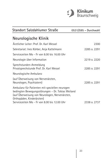 Ambulanz-Information - Städtisches Klinikum Braunschweig