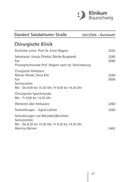 Ambulanz-Information - Städtisches Klinikum Braunschweig