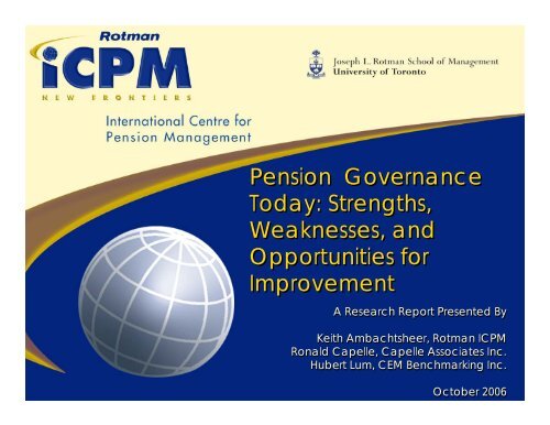 Pension Governance Today: Strengths, Weaknesses, and ...