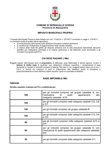 Imposta Municipale Propria Comune Di Serravalle Scrivia