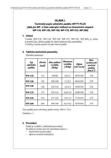 Instrukce pro balenÃ­ a pouÅ¾Ã­vÃ¡nÃ­ zÃ¡loÅ¾nÃ­ho padÃ¡ku WP - MarS as