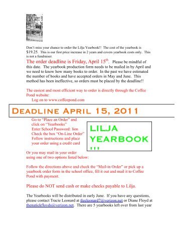 Yearbook Flyer 2010 - Natick Public Schools
