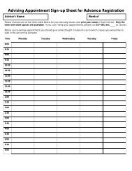 Advising Appointment Sign-up Sheet for Spring Advance Registration