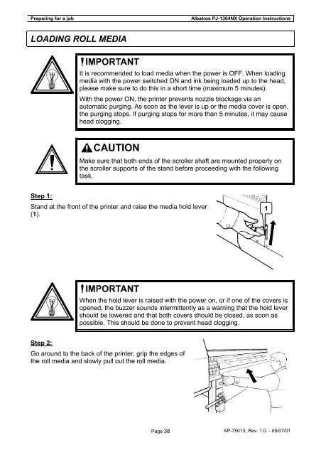 ALBATROS PJ-1304NX OPERATION INSTRUCTIONS - Mutoh