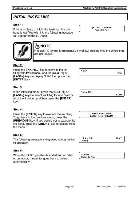 ALBATROS PJ-1304NX OPERATION INSTRUCTIONS - Mutoh