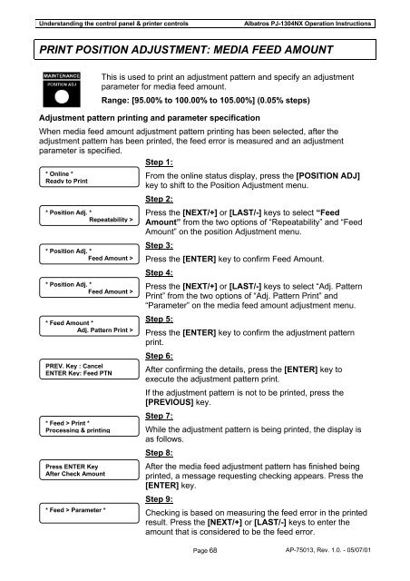 ALBATROS PJ-1304NX OPERATION INSTRUCTIONS - Mutoh