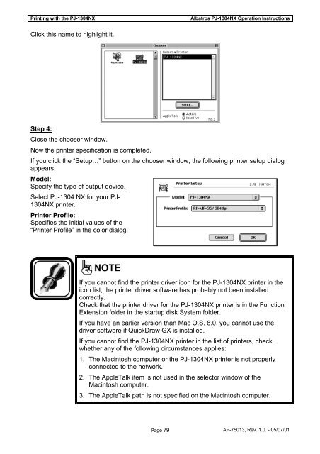 ALBATROS PJ-1304NX OPERATION INSTRUCTIONS - Mutoh