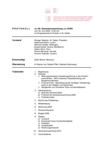 Protokoll - Verband Schweizerischer Einwohnerdienste