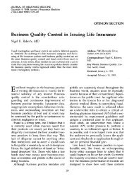 Business Quality Control in Issuing Life Insurance - The American ...