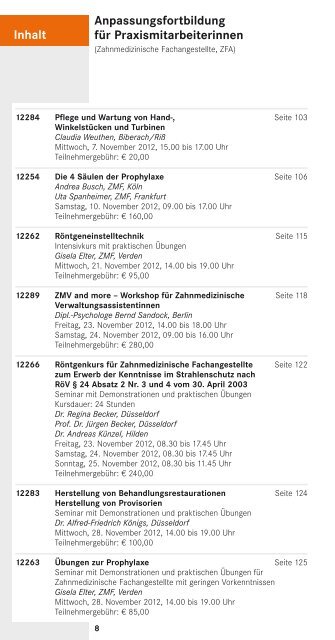 Programmheft für Zahnmedizinische Fachangestellte 2012 KH