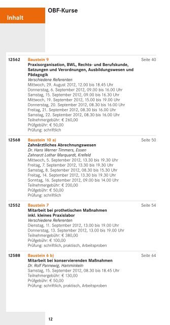 Programmheft für Zahnmedizinische Fachangestellte 2012 KH